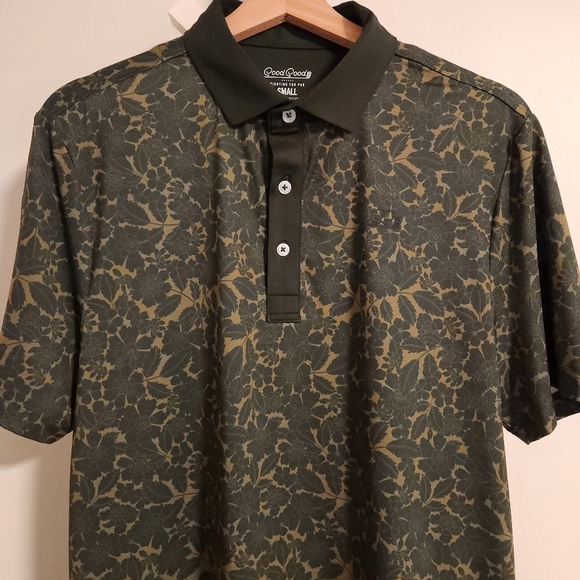 Good Good Golf "Vintage Vines" Performance Polo Olive Green Floral Small - Picture 9 of 13